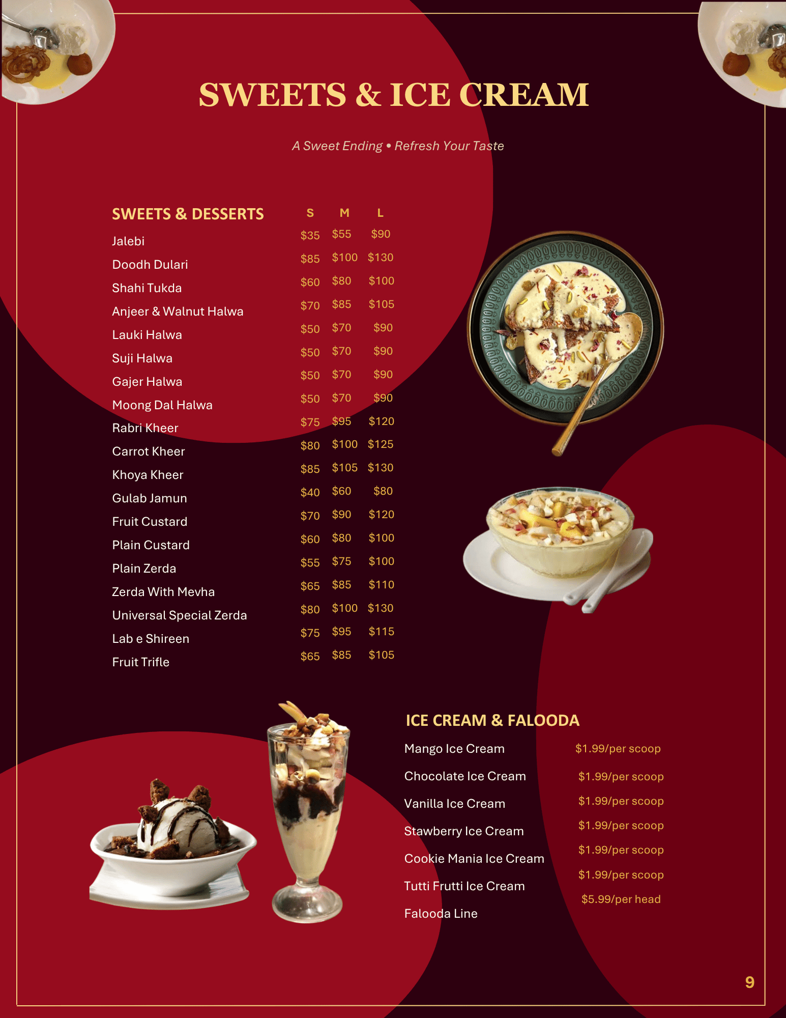 Sweets, Ice Cream & Falooda